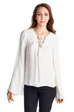 Marcelle Margaux Lace-Up Bell-Sleeve Top