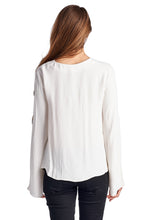 Marcelle Margaux Lace-Up Bell-Sleeve Top
