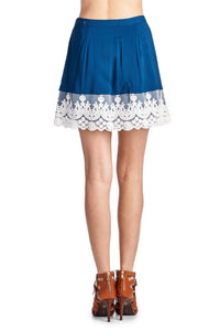 Urban Love A-Line Rayon Skirt with Crochet Trim