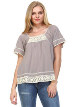 Women's Square Neck Short Sleeve Crochet Top