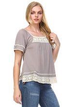 Women's Square Neck Short Sleeve Crochet Top