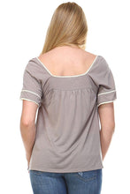 Women's Square Neck Short Sleeve Crochet Top