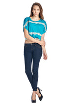 Coolwear Short Wing Keyhole Back Top with Lace Trim 