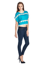 Coolwear Short Wing Keyhole Back Top with Lace Trim 