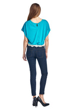 Coolwear Short Wing Keyhole Back Top with Lace Trim 