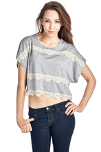 Coolwear Short Wing Keyhole Back Top with Lace Trim 