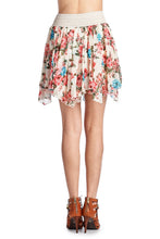 Urban Love Printed Floral Skirt with Elastic Lace Waistband