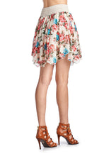 Urban Love Printed Floral Skirt with Elastic Lace Waistband