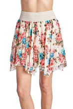 Urban Love Printed Floral Skirt with Elastic Lace Waistband