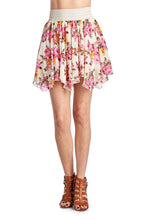 Urban Love Printed Floral Skirt with Elastic Lace Waistband