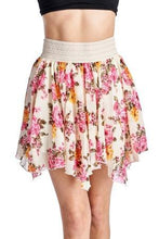 Urban Love Printed Floral Skirt with Elastic Lace Waistband