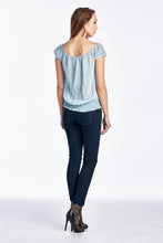 Urban Love Cap Sleeve Keyhole Smocked Waist Top with Lace - WholesaleClothingDeals - 4