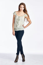 Urban Love Cap Sleeve Keyhole Smocked Waist Top with Lace - WholesaleClothingDeals - 8