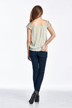 Urban Love Cap Sleeve Keyhole Smocked Waist Top with Lace - WholesaleClothingDeals - 10