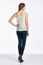Urban Love Cap Sleeve Keyhole Smocked Waist Top with Lace - WholesaleClothingDeals - 9