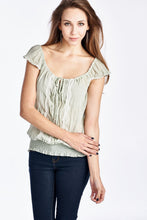 Urban Love Cap Sleeve Keyhole Smocked Waist Top with Lace - WholesaleClothingDeals - 6