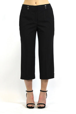Women's Larry Levine Crop Stretch Pants with Double Buttons