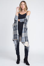 Women's Plaid Off Shoulder Fringe Cardigan