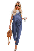 Dark Blue Denim Easygoing Drawstring Overalls