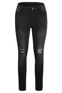 Black Ripped Cutout Knee Denim Jeans