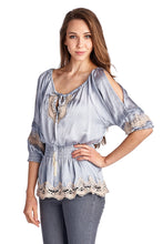 Urban Love Cold Shoulder Smocked Woven Top with Crochet Detail