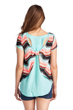 Urban Love Short Sleeve Shirred Front Top with Bow Back Detail