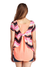 Urban Love Short Sleeve Shirred Front Top with Bow Back Detail