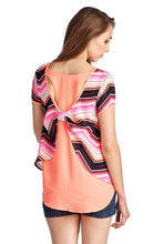 Urban Love Short Sleeve Shirred Front Top with Bow Back Detail