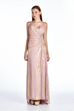 Ignite Mesh with Gold Foil Evening Gown 