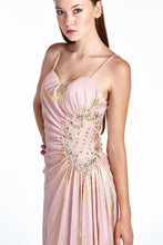 Ignite Mesh with Gold Foil Evening Gown 