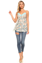 Women's Woven Gauze Sequin Lace Tank Cami