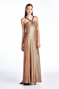 Ignite Neck Applique Evening Gown 