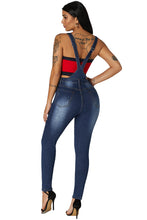 Dark Blue Wash Distressed Denim Overall