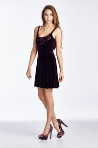 Blondie Nites Velvet Tank Dress with Floral Embroidery - WholesaleClothingDeals - 1