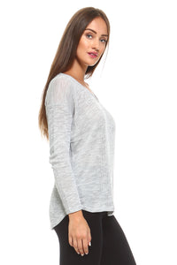 Women's Light Knit Sweater Top With Scoop Neck