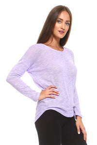 Women's Light Knit Sweater Top With Scoop Neck