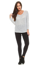 Women's Light Knit Sweater Top With Scoop Neck