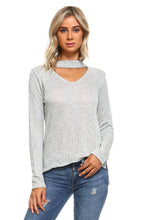 Women's Light Knit Sweater Top With Cut-Out Neck