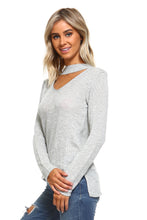 Women's Light Knit Sweater Top With Cut-Out Neck