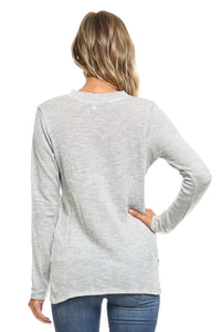 Women's Light Knit Sweater Top With Cut-Out Neck