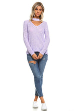 Women's Light Knit Sweater Top With Cut-Out Neck