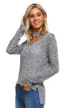 Women's Light Knit Sweater Top With Cut-Out Neck