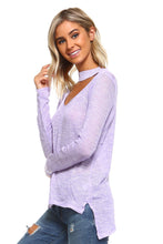 Women's Light Knit Sweater Top With Cut-Out Neck