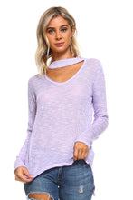 Women's Light Knit Sweater Top With Cut-Out Neck