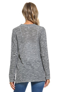 Women's Light Knit Sweater Top With Cut-Out Neck