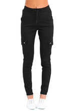 Black Drawstring Ankle Pocket Denim Jeans