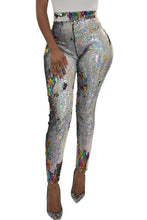 Silver High Waist Retro Sequin Leggings