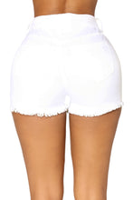 White Close Fit High Waist Denim Shorts