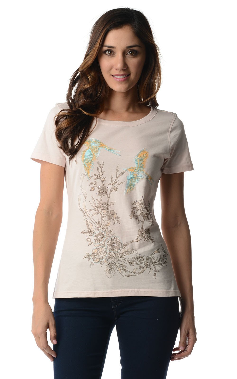 Christine V Short Sleeve Embroidered Tee 