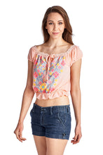 Urban Love Aztec Floral Embroidered Bell Sleeve Crop Top